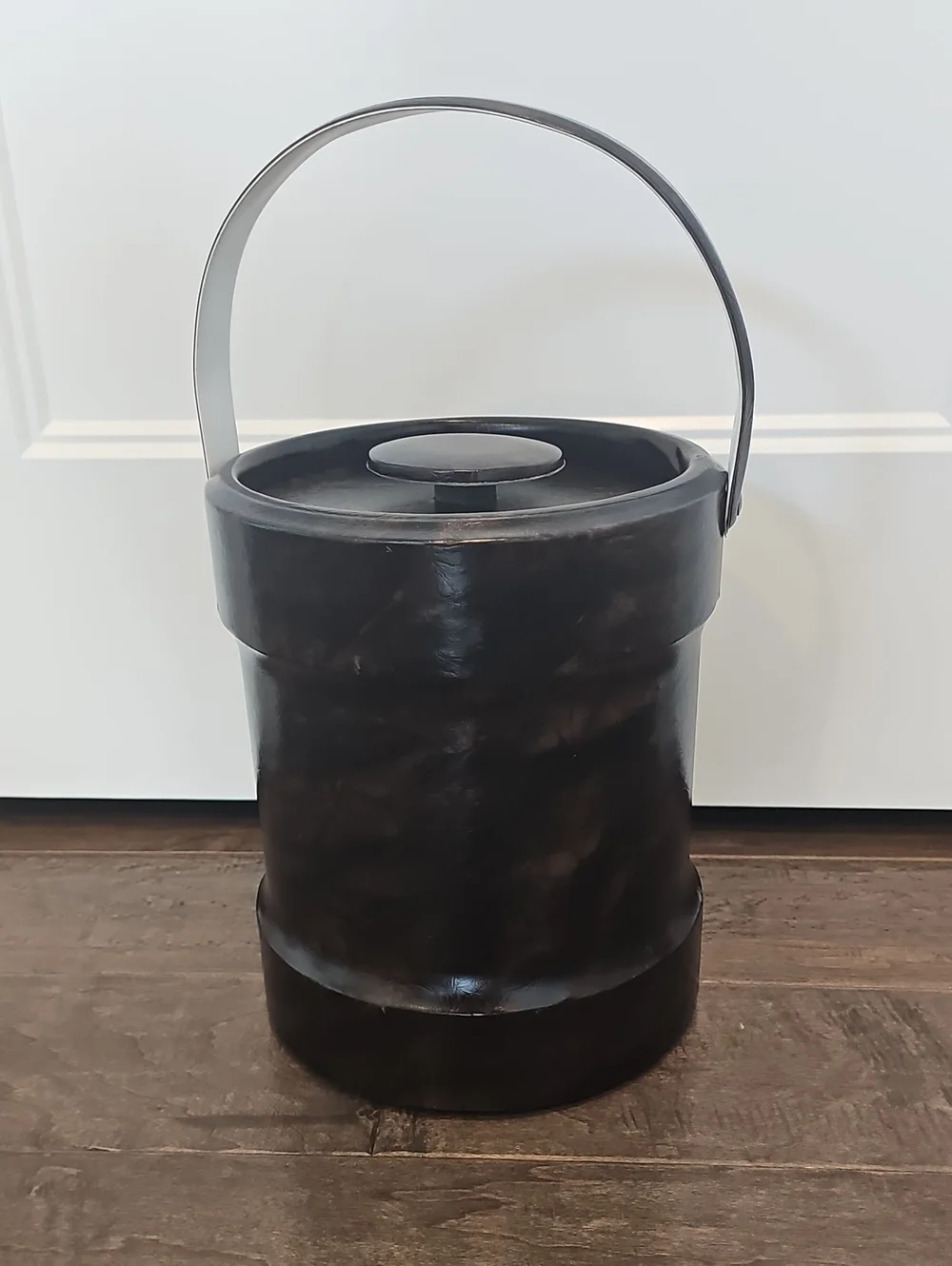 MCM RARE Chocolate Brown Vegan Leather Vintage Ice Bucket with Handle